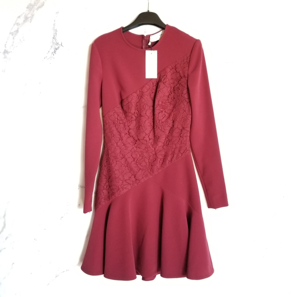 LOVER The Label Long Sleeve Mini Burgundy Dress